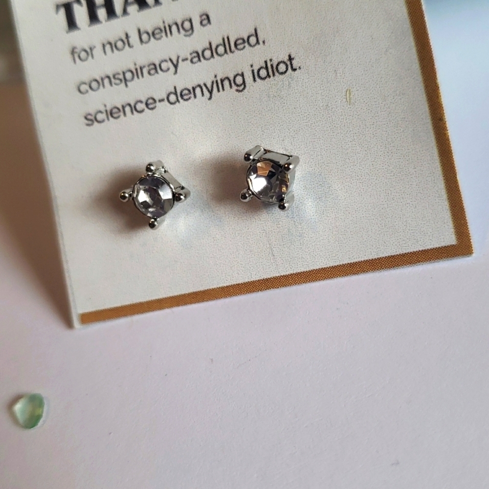 NWT men's studs earrings MICRO SWAROWSKY  ON 925 Sterling Silver 1 PAIR
